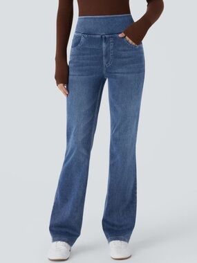 Halara Flex High Waisted Pockets Wash Casual Bootcut Jeans Stretch Size Medium